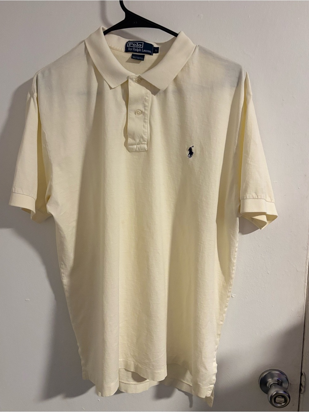 Vintage Polo by Ralph Lauren Men’s Large Cream Ivory Polo Shirt 100% Cotton